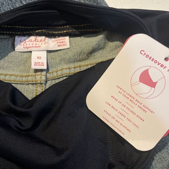 Isabel Maternity Over Belly Cropped Vintage Straight Jeans Size 10 - Picture 3 of 4